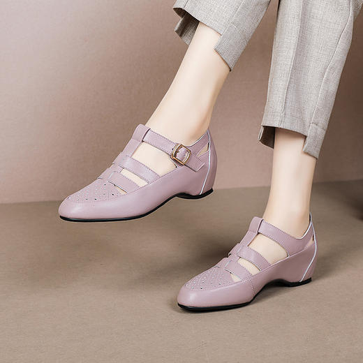 夏季新款，真皮镂空洞洞坡跟凉鞋XYM-k757 商品图0