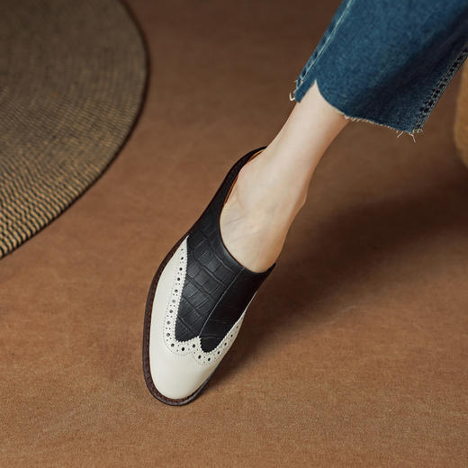 春夏新款，布洛克复古全头层皮复古质感拖鞋PS1279 商品图10