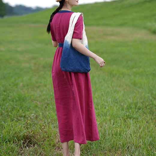 裁缝学苑AS21民族风亚麻V领连衣裙纸样长裙子新款衣服装女装打版 商品图3