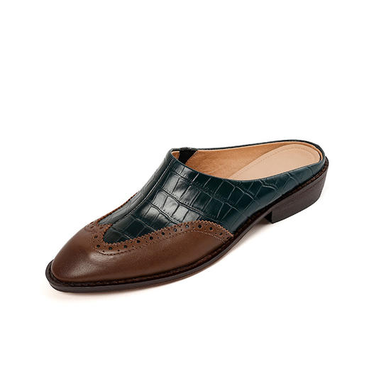 春夏新款，布洛克复古全头层皮复古质感拖鞋PS1279 商品图12