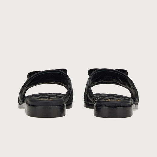 FERRAGAMO 菲拉格慕 女士VARA蝴蝶结休闲拖鞋 黑色 753739 商品图1