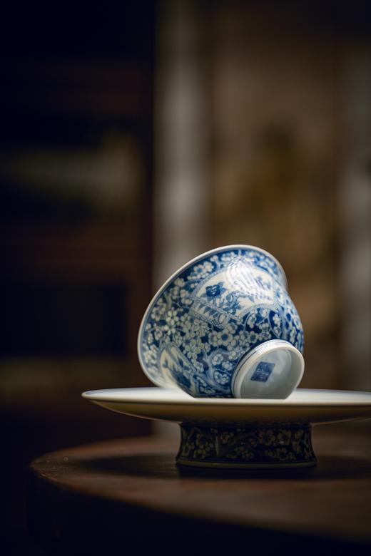 富玉窑  景德镇青花冰梅玲珑盖碗茶具套组 壶承套装 商品图2