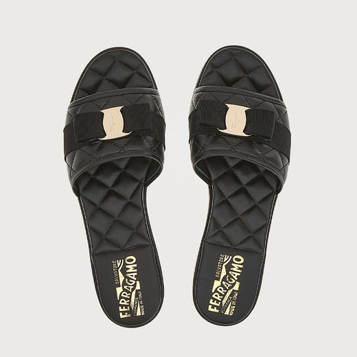FERRAGAMO 菲拉格慕 女士VARA蝴蝶结休闲拖鞋 黑色 753739 商品图2