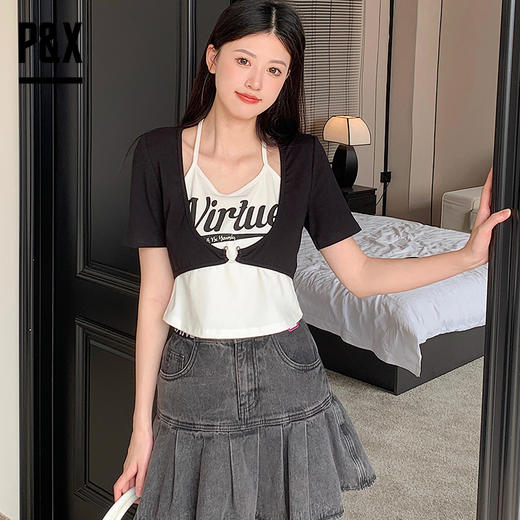 P&X设计师女装2023夏季新款 针织短款T恤 823202889B 商品图0