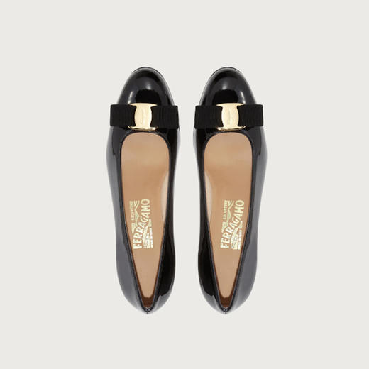 【一】FERRAGAMO 菲拉格慕 女士经典蝴蝶结皮鞋 黑色 574572 商品图1