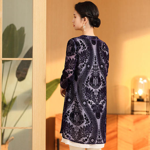 烧花丝绒中长款复古上衣七分袖宽松春夏唐装AYK-QF-211126 商品图2