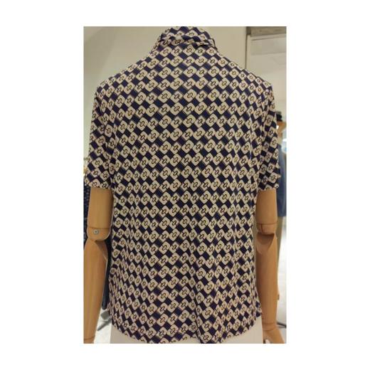 3楼珍贝桑蚕丝印花半高领短袖女衫 商品图1