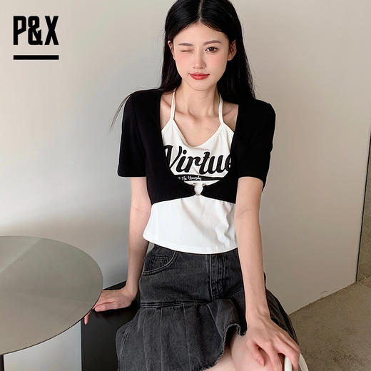 P&X设计师女装2023夏季新款 针织短款T恤 823202889B 商品图2