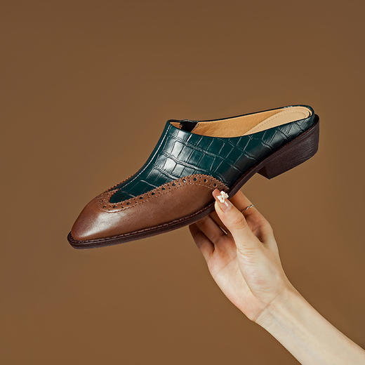 春夏新款，布洛克复古全头层皮复古质感拖鞋PS1279 商品图9