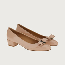 FERRAGAMO 菲拉格慕 女士皮革 VARA 蝴蝶结高跟鞋 裸色 753641