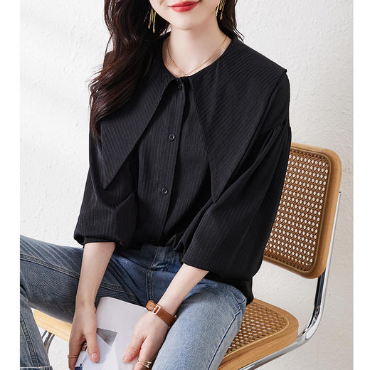 春季新款，大码欧货时尚宽松海军娃娃领衬衫气质设计感长袖KQL-A08N6305 商品图2