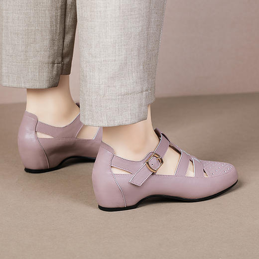 夏季新款，真皮镂空洞洞坡跟凉鞋XYM-k757 商品图2