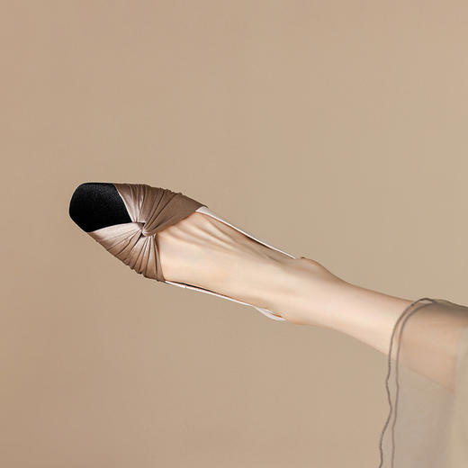 优雅百搭，真皮拼接撞色低跟后空凉鞋YCJX-H-1376 商品图4