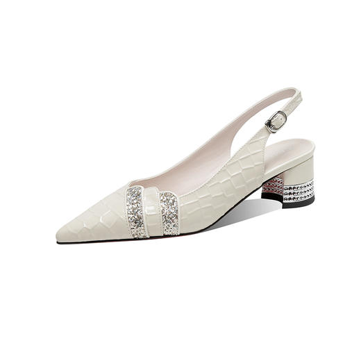 时尚百搭，尖头真皮粗跟后空凉鞋XL589 商品图10