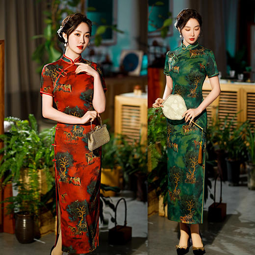 老上海传统民国中式长款旗袍2023春夏新款改良大码旗袍GX-58605 商品图3