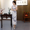 N49淡雅脱俗2023春夏新款气质中国风优雅长款仿真丝旗袍 商品缩略图4