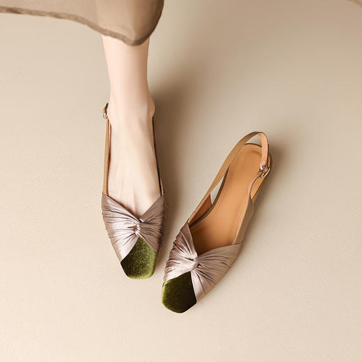 优雅百搭，真皮拼接撞色低跟后空凉鞋YCJX-H-1376 商品图7
