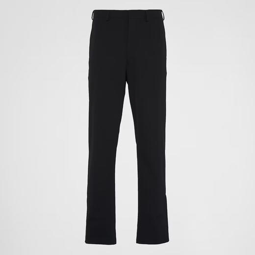 PRADA 普拉达 男士弹力科技面料珐琅金属三角形徽标休闲裤 黑色 SPH252 11QL F0002 商品图0