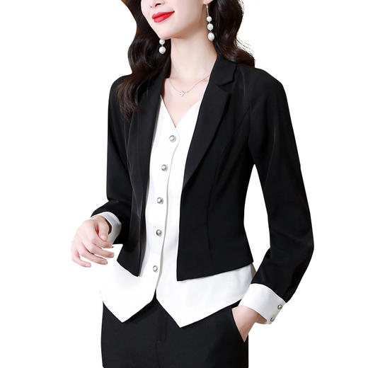 MZSMZ3052 欧洲站2023春装假两件设计感拼接衬衫西装上衣不规则洋气别致 商品图4