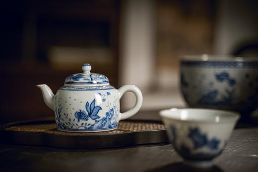 富玉窑  景德镇手工青花玲珑仿古金玉满堂茶具套组 商品图1