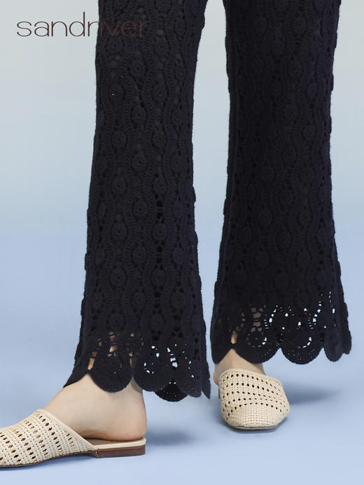 钩花羊绒长裤 SJS95K005K 商品图5