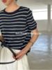 【岚可可韩系百搭圆领条纹羊毛短袖】夏天的单品百搭度条纹是nice的  即带着浓郁的复古 也沉淀着时尚 商品缩略图3