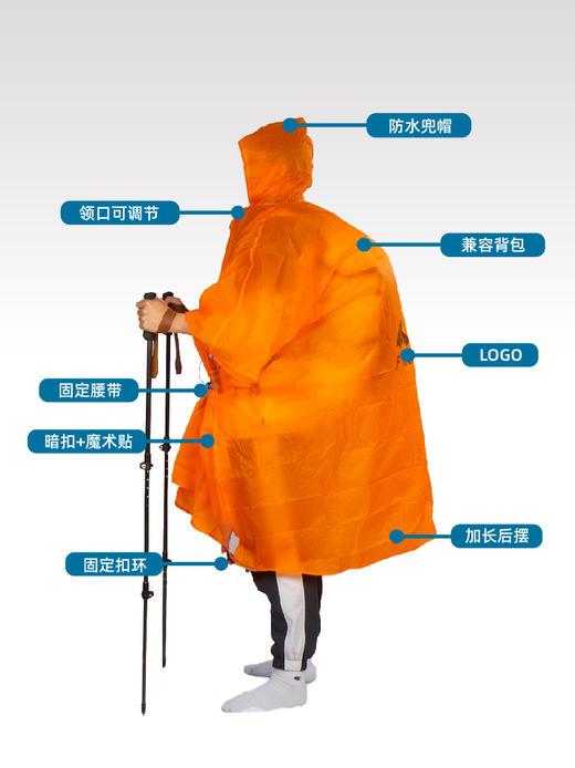 三峰出 轻至223克 三合一 可盖背包雨衣 商品图2