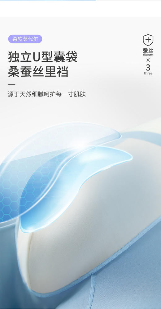 男士内裤莫代尔无痕蚕丝裤3条装 商品图5