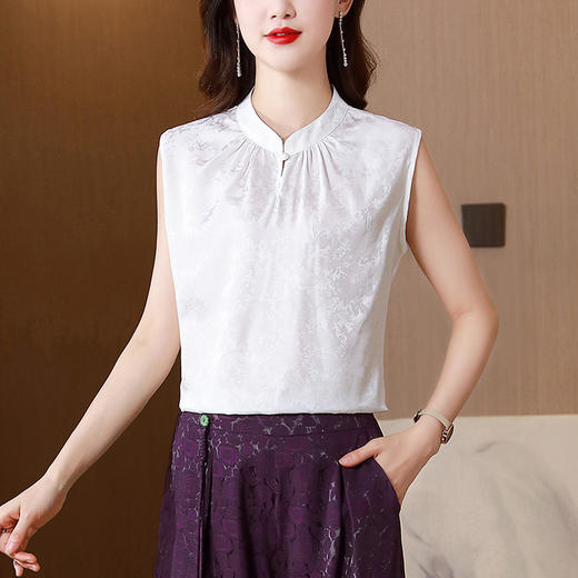 新款提花设计感中国风立领显瘦针织上衣打底小背心KQL-435H5272 商品图3