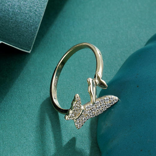 子佩集S925银【冰心双蝶】戒指【R61260401】镀金2303 商品图5