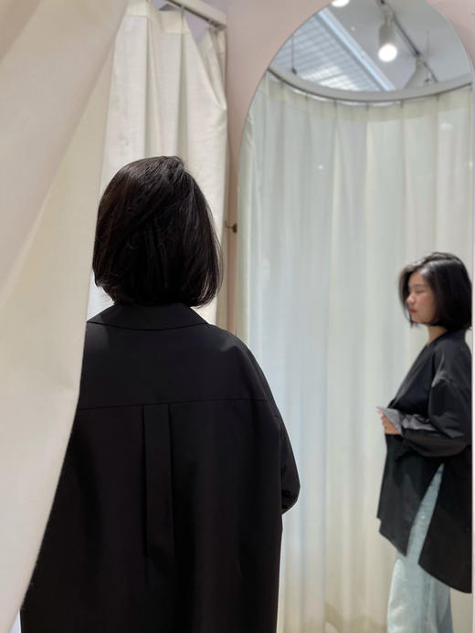 Semplicita | F18 西装领衬衫  [ 黑 / 真丝格子 ] 商品图3