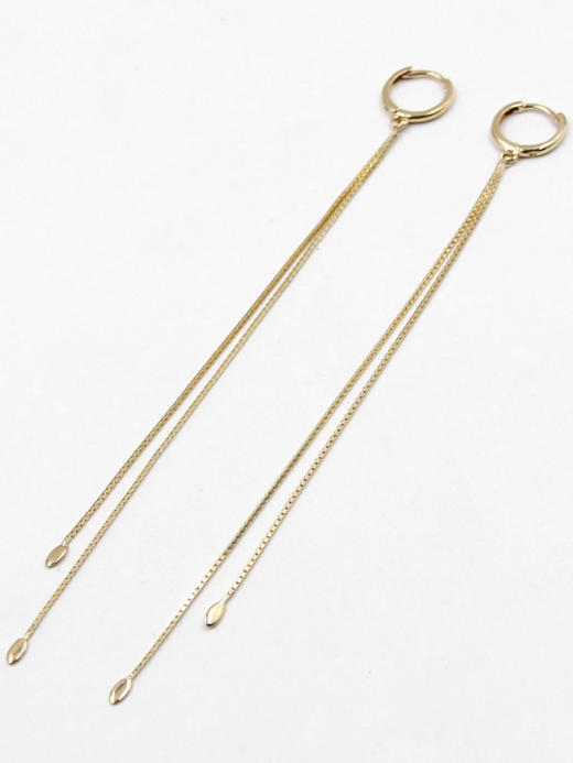 AWU｜R11 - Double Chain Earrings [ 小叶片双条 耳环 14K金] 商品图1