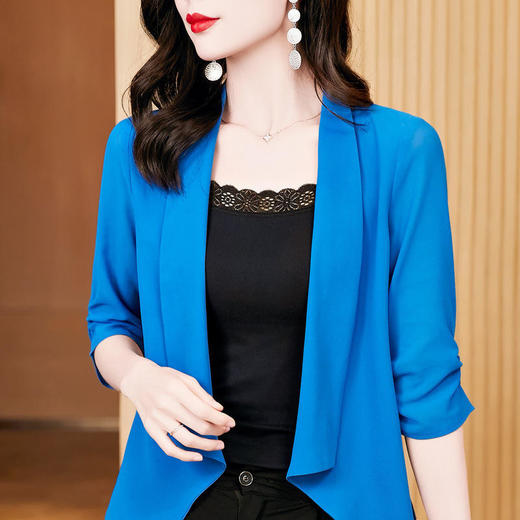 时尚气质，百搭雪纺薄款中袖西装外套空调衫KQL-E37M2597 商品图2