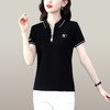 SP-106-908polo衫短袖t恤女休闲夏季衬衫2023新款带领显瘦中年妈妈翻领上衣 商品缩略图3