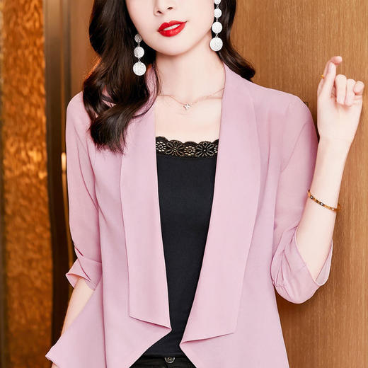 时尚气质，百搭雪纺薄款中袖西装外套空调衫KQL-E37M2597 商品图6