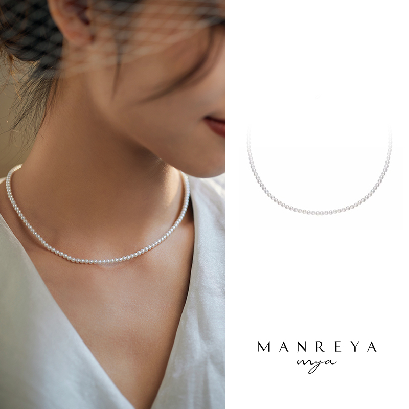 【孤品仅1条】洛丽塔baby18k金极光珍珠素链3.5-4mm