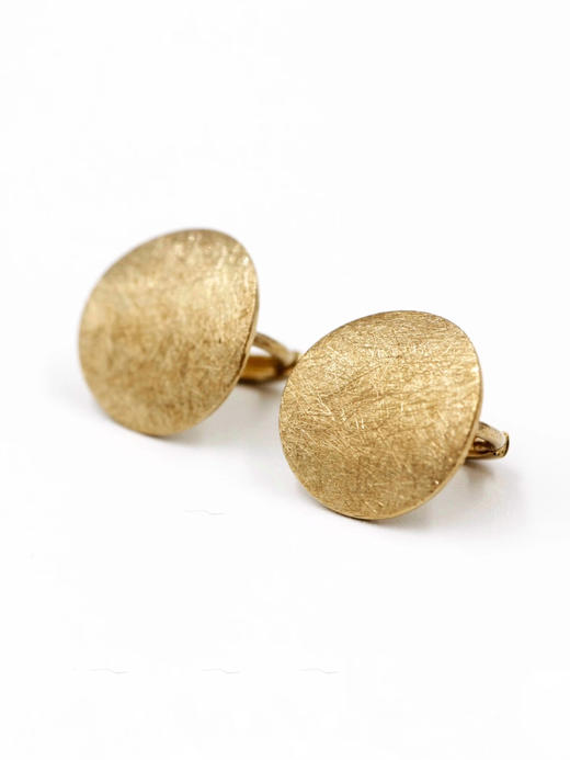 AWU｜NE-062 Moon Disk Earrings [ 磨砂圆片 耳扣 14K金] 商品图0