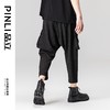 PINLI品立2023夏季新款男士黑色九分裤宽松潮牌提花直筒休闲裤子B232117013 商品缩略图2
