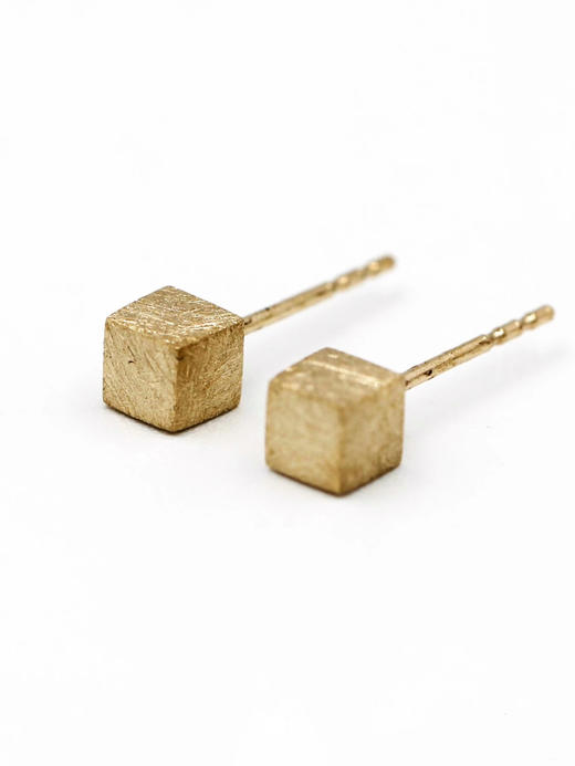 AWU｜NE-007 - Square Earrings [ 磨砂方扣 耳钉 14K金] 商品图0