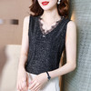 闪光亮丝蕾丝百搭拼接修身显瘦无袖背心内搭小衫KQL-345R9903 商品缩略图0