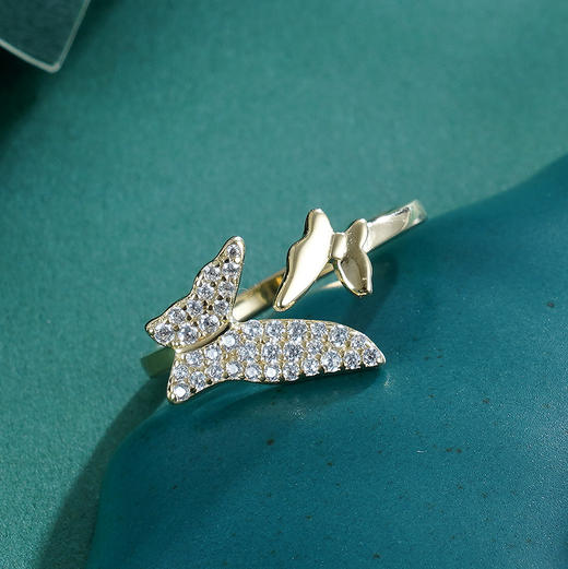 子佩集S925银【冰心双蝶】戒指【R61260401】镀金2303 商品图1