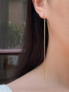 AWU｜R11 - Double Chain Earrings [ 小叶片双条 耳环 14K金]