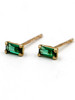 AWU｜NE-034 mini green baguette studs earrings [ 绿尖金石 耳钉 14K金] 商品缩略图0