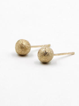 AWU｜NE-003 - Ball Earrings [ 磨砂圆珠 耳钉 14K金]