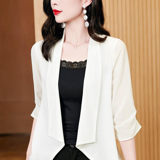 时尚气质，百搭雪纺薄款中袖西装外套空调衫KQL-E37M2597 商品图7
