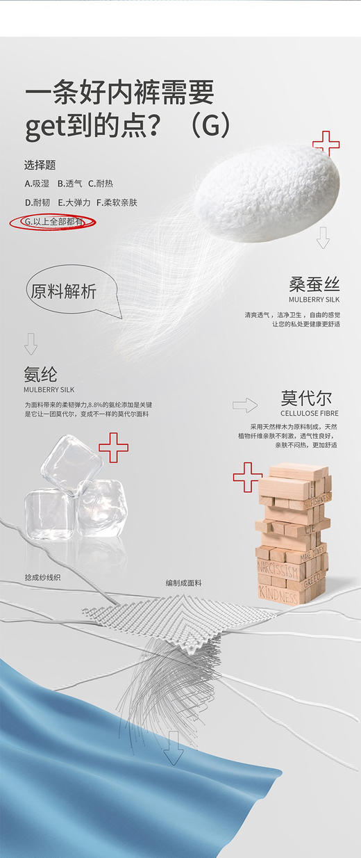 男士内裤莫代尔无痕蚕丝裤3条装 商品图4