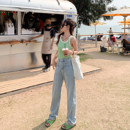 <曾小咸推荐>特价特惠秒杀款  仅此今天 活动结束下架 浅蓝色牛仔裤女夏装新款复古百搭高腰直筒阔腿裤拖地长裤 日常139.99 立降60 元 今天秒杀价79.99 ！！ 商品图4