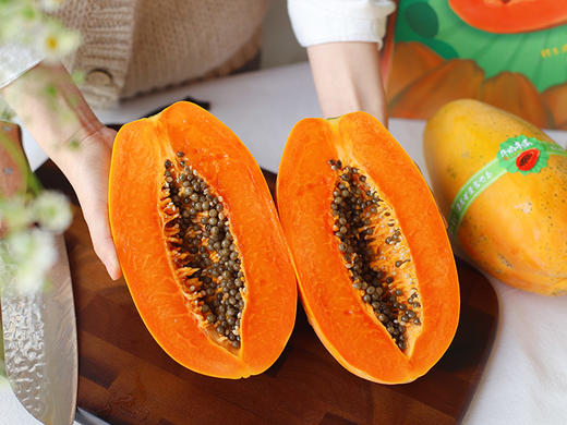 【三亚红心牛奶木瓜】十八度果缘 树上成熟，没有打药催熟，天然更健康 皮薄、肉嫩，无筋无丝 商品图4