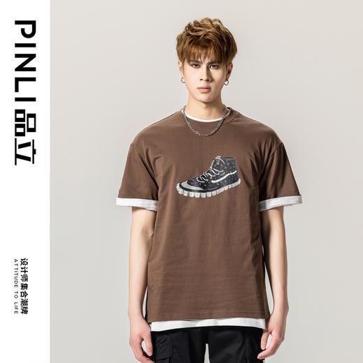 PINLI品立夏季新款男士圆领印花短袖T恤潮牌上衣BG231111002 商品图3