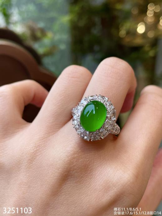 玻璃艳绿蛋面戒指【3251103】具体价格微信咨询 商品图5